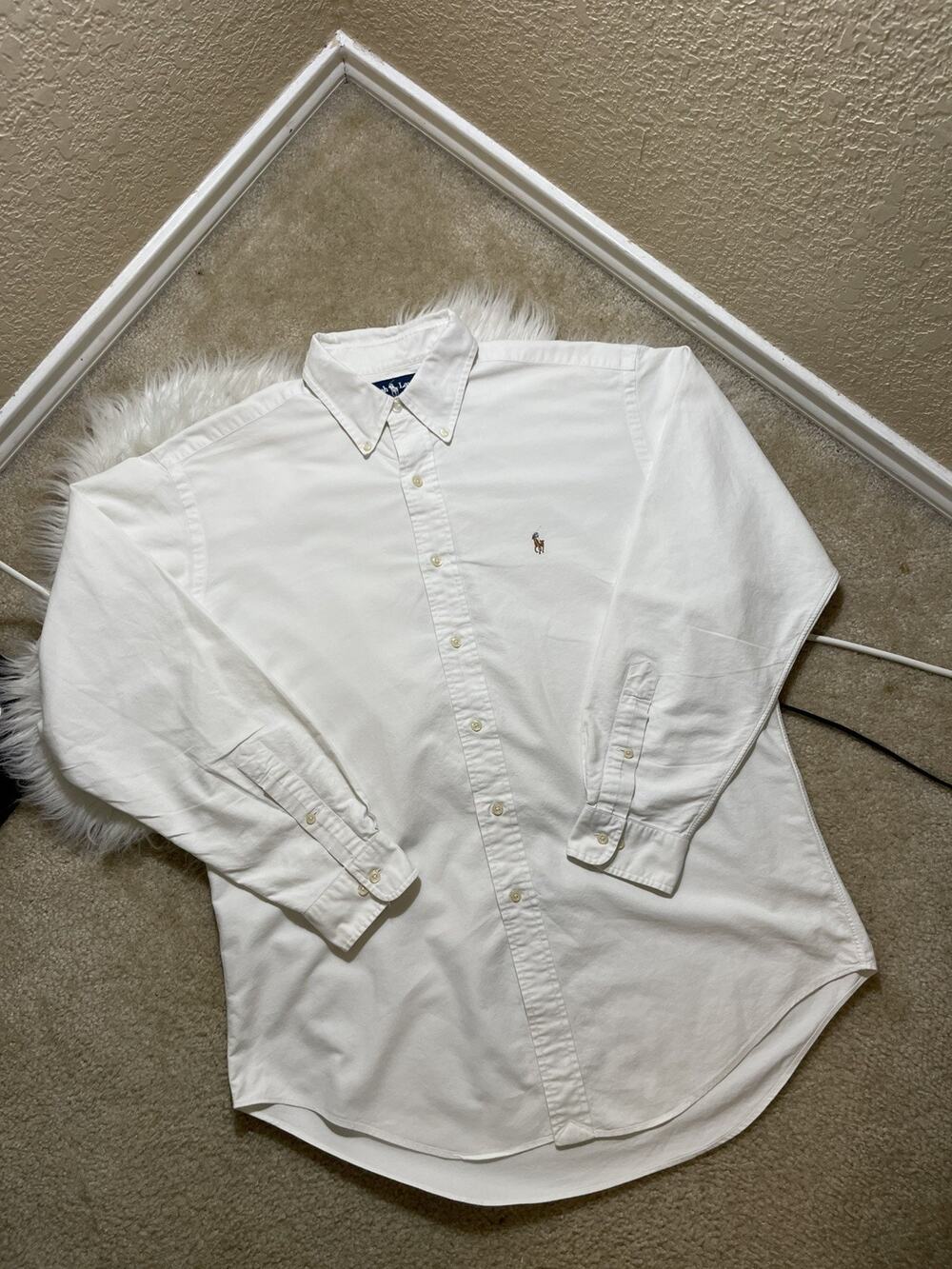 Ralph Lauren Men White Yarmouth Long Sleeve Button-Down Button-Up Shirt Xl
